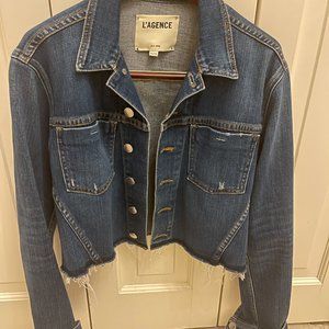L'Agence Janelle raw hem cropped denim jacket